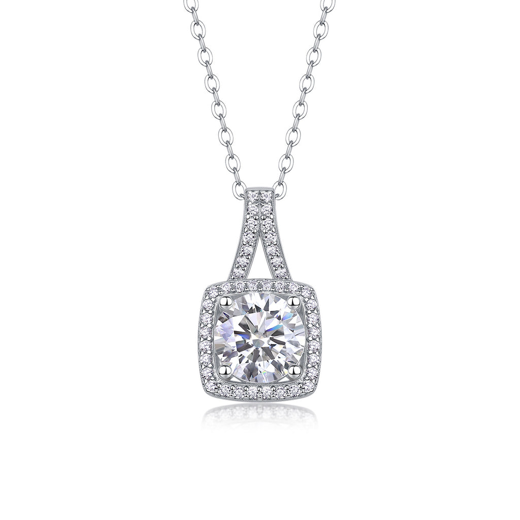 Square Moissanite Pendant – Sterling Silver Luxury necklace