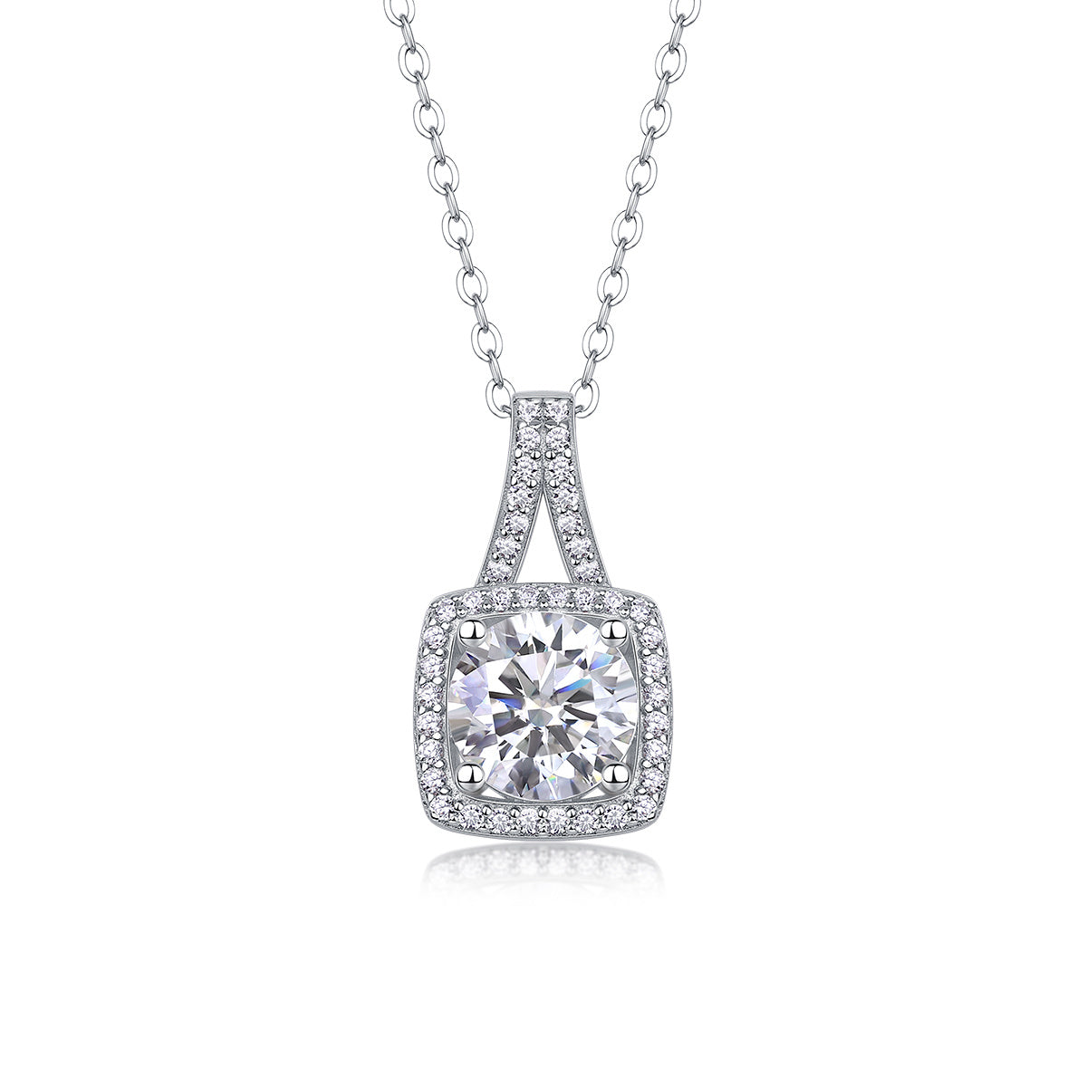 Square Moissanite Pendant – Sterling Silver Luxury necklace