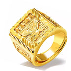 9ct Gold-Filled Men’s Ring with Eagle and Symbolic Engraving