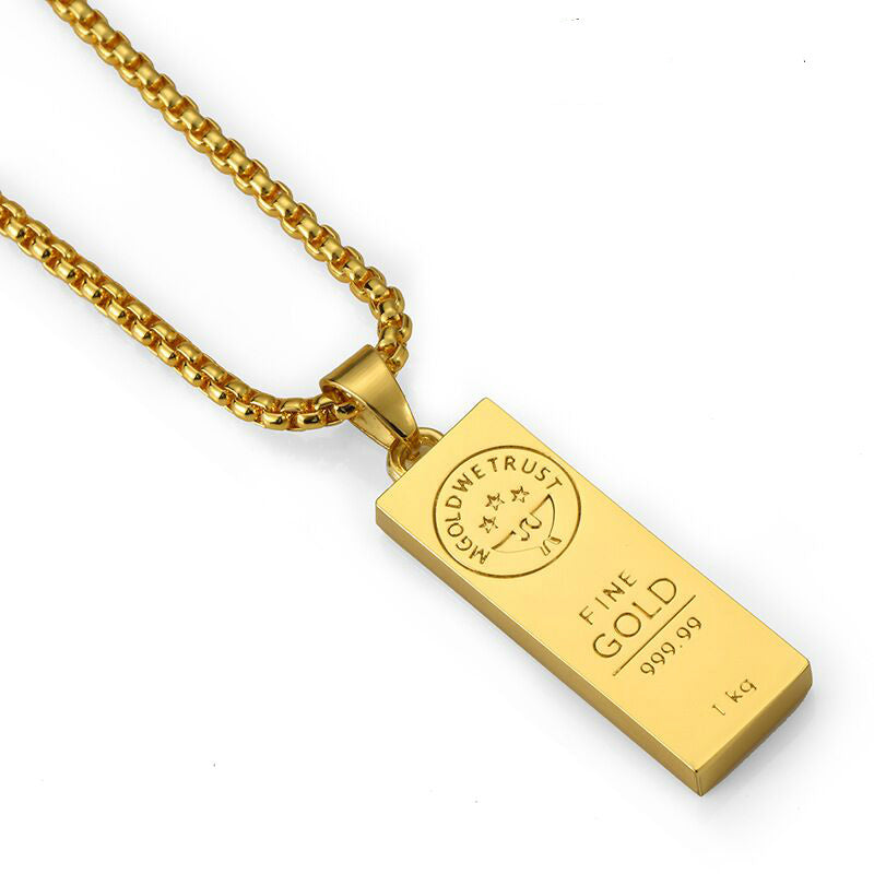 9ct gold filled gold bar pendant and chain