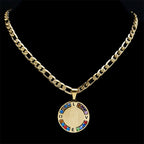 Color Crystal Necklace For Women Men Stainless Steel