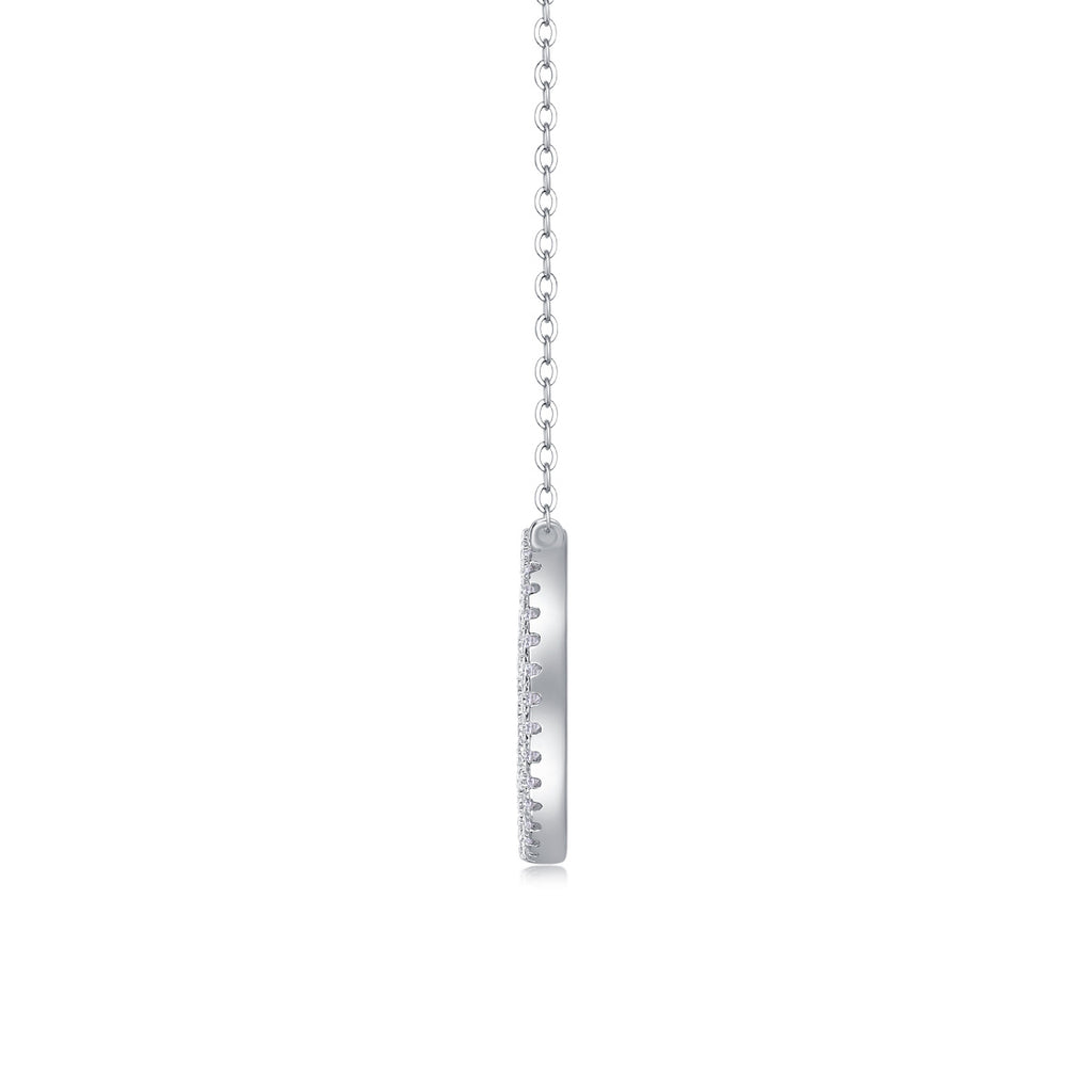 Luxury Moissanite Halo Pendant Necklace Set – Sterling Silver