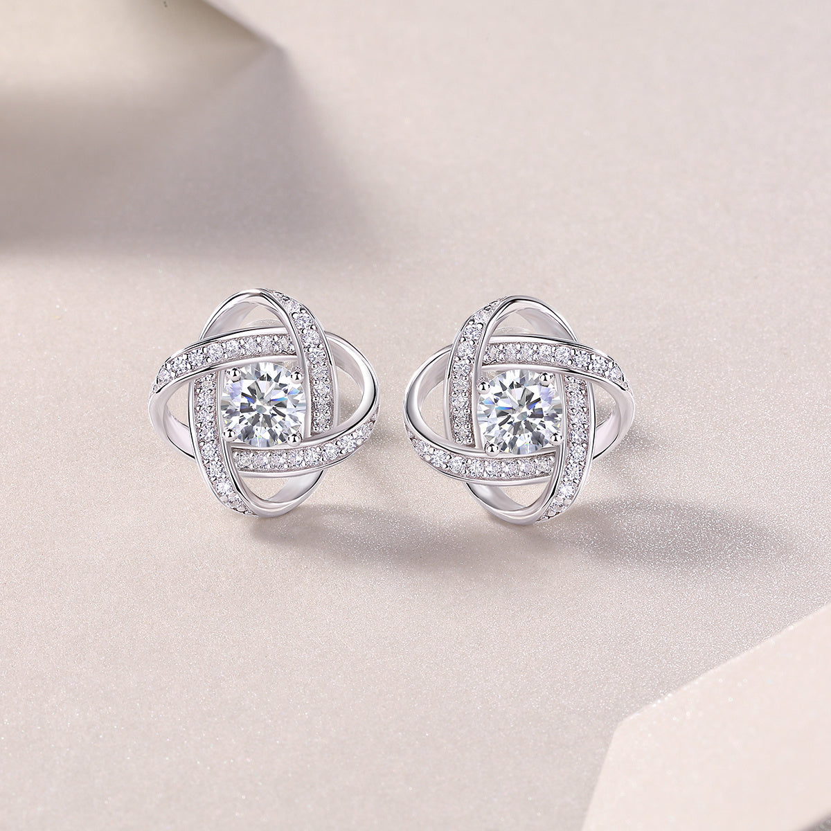Interlinked sparkle Lustre & Co maisonette women’s earrings- 925 silver, platinum