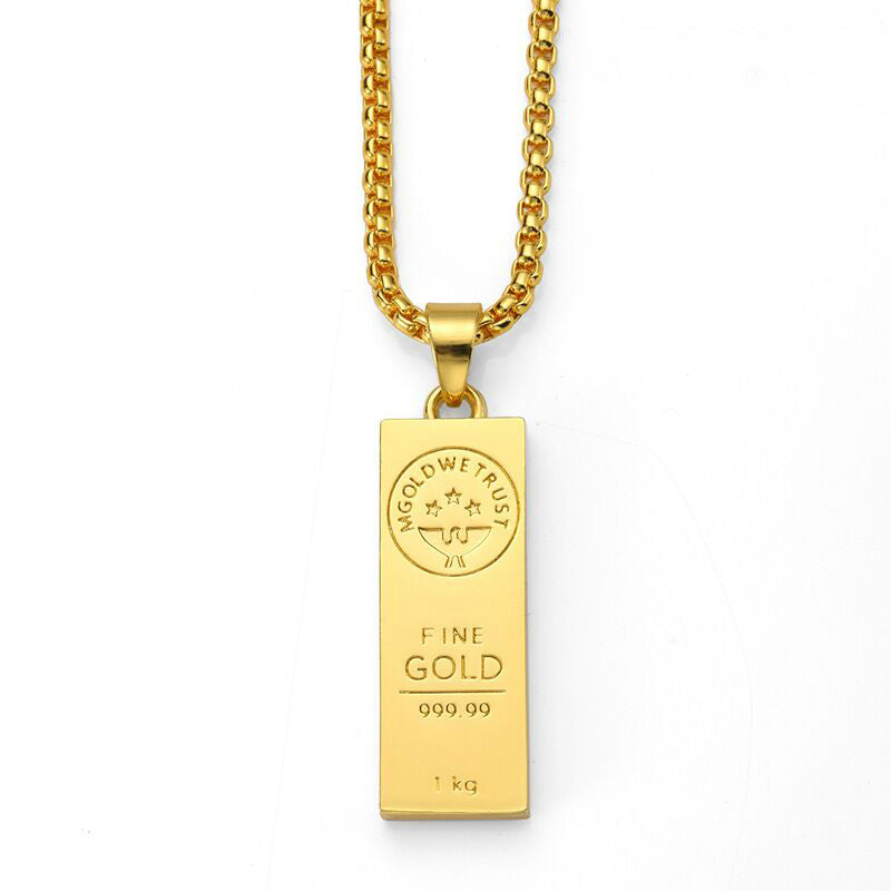 9ct gold filled gold bar pendant and chain