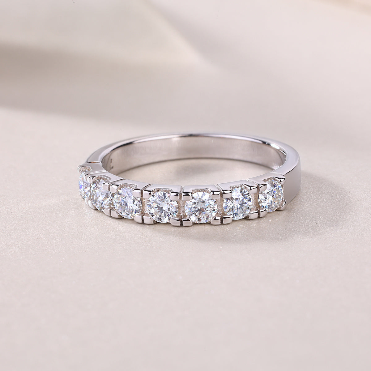 LUCKY 7- With half Moissan Diamond, S925 Sterling Silver And Platinum-plated Diamond