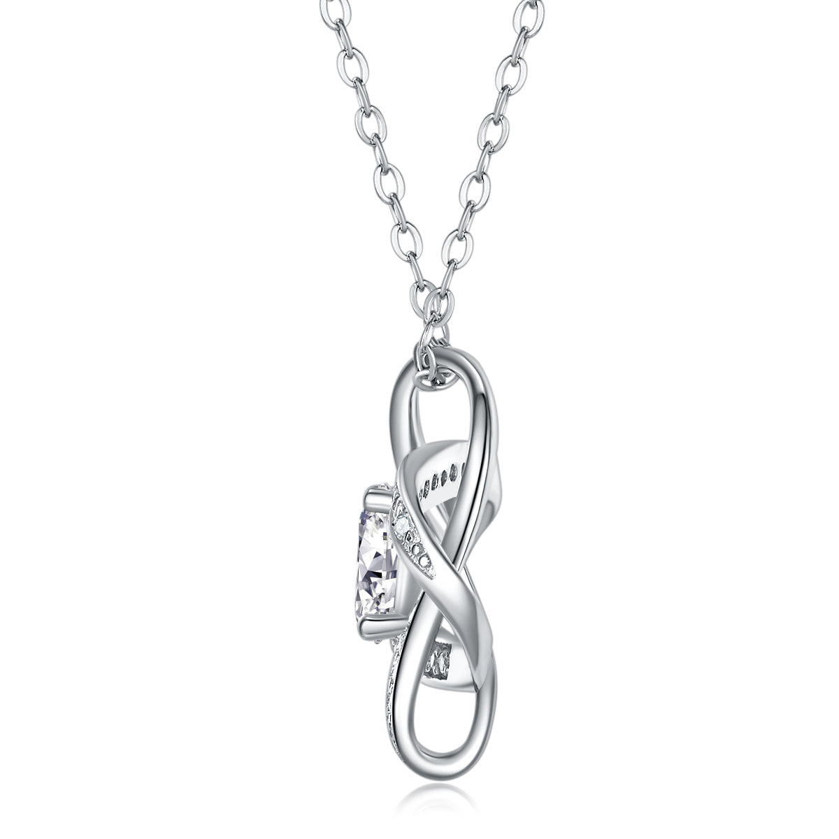 Interlinked necklace 1-carat Moissanite S925 Sterling Silver And Platinum Plating