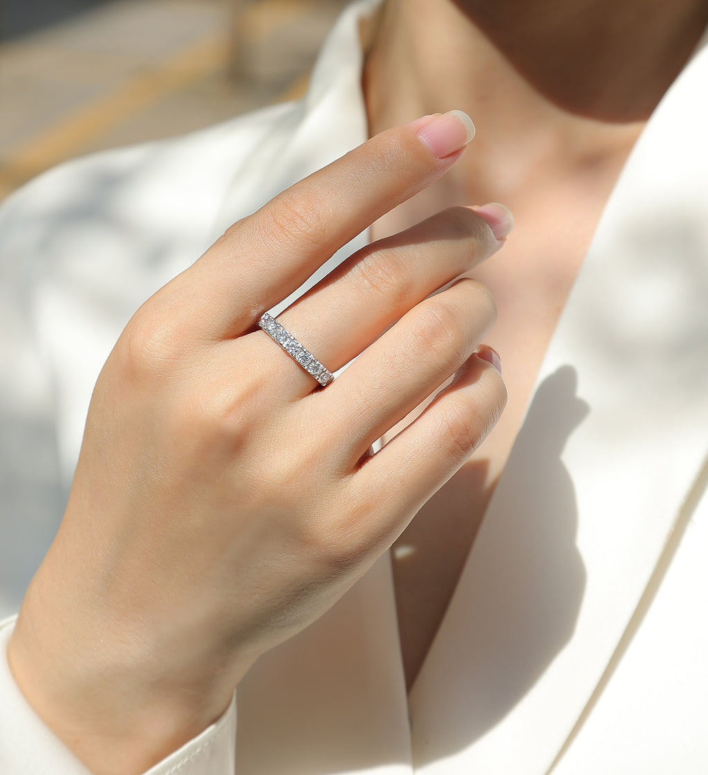 LUCKY 7- With half Moissan Diamond, S925 Sterling Silver And Platinum-plated Diamond