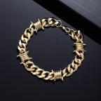 9ct filled/silver Cuban Link Chain Men Punk Knotted Bracelet/chain