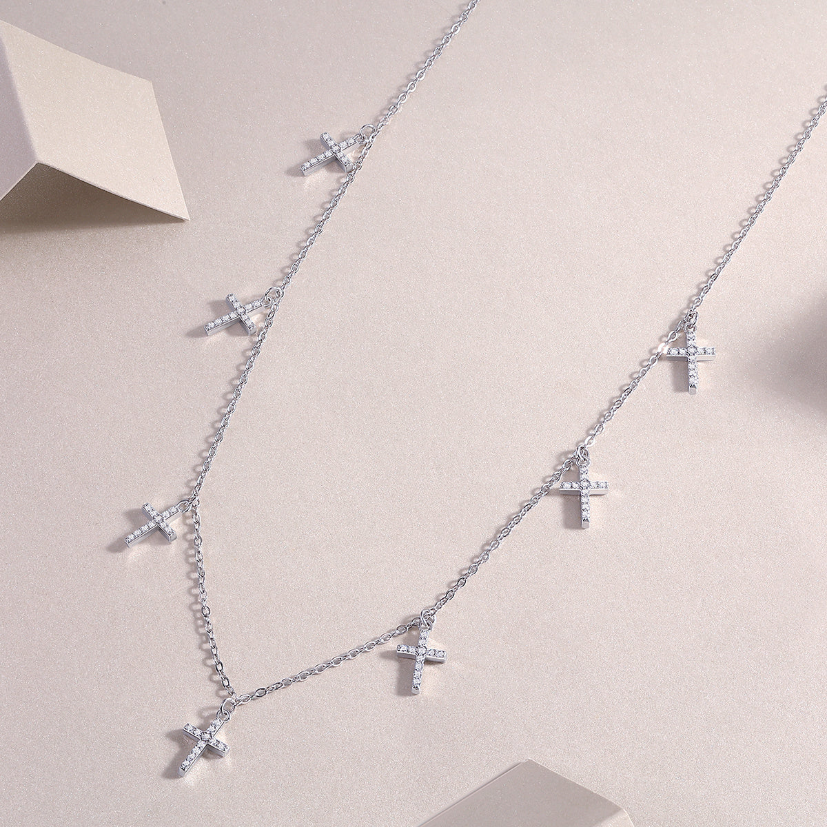 Holy Light Moissanite Cross Pendant – S925 Silver & Platinum