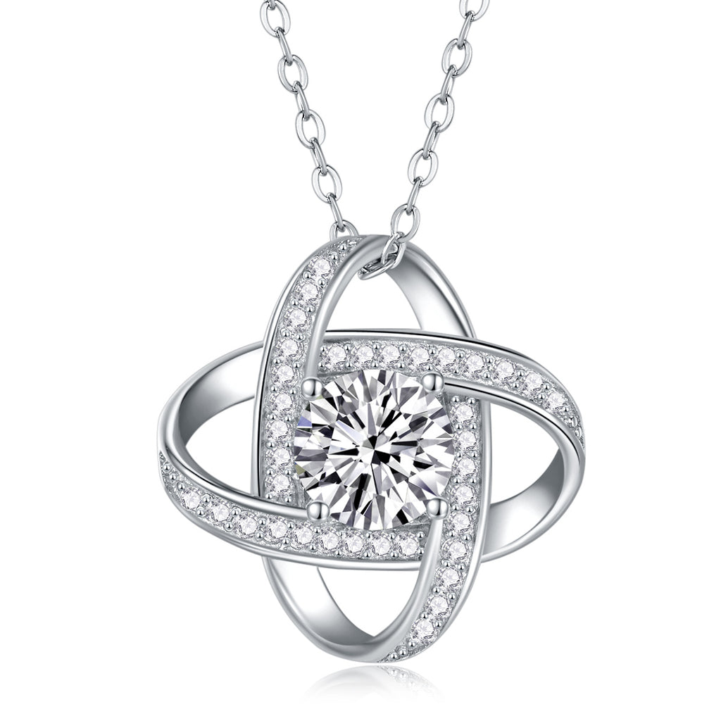 Interlinked necklace 1-carat Moissanite S925 Sterling Silver And Platinum Plating