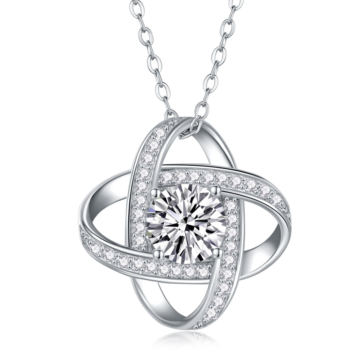 Interlinked necklace 1-carat Moissanite S925 Sterling Silver And Platinum Plating