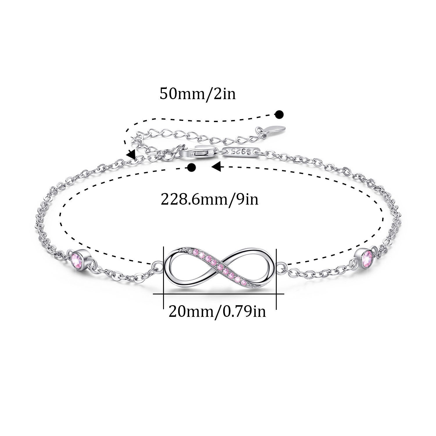 Infinite love Anklet Charm Adjustable Chain Anklets For Women-925 silver
