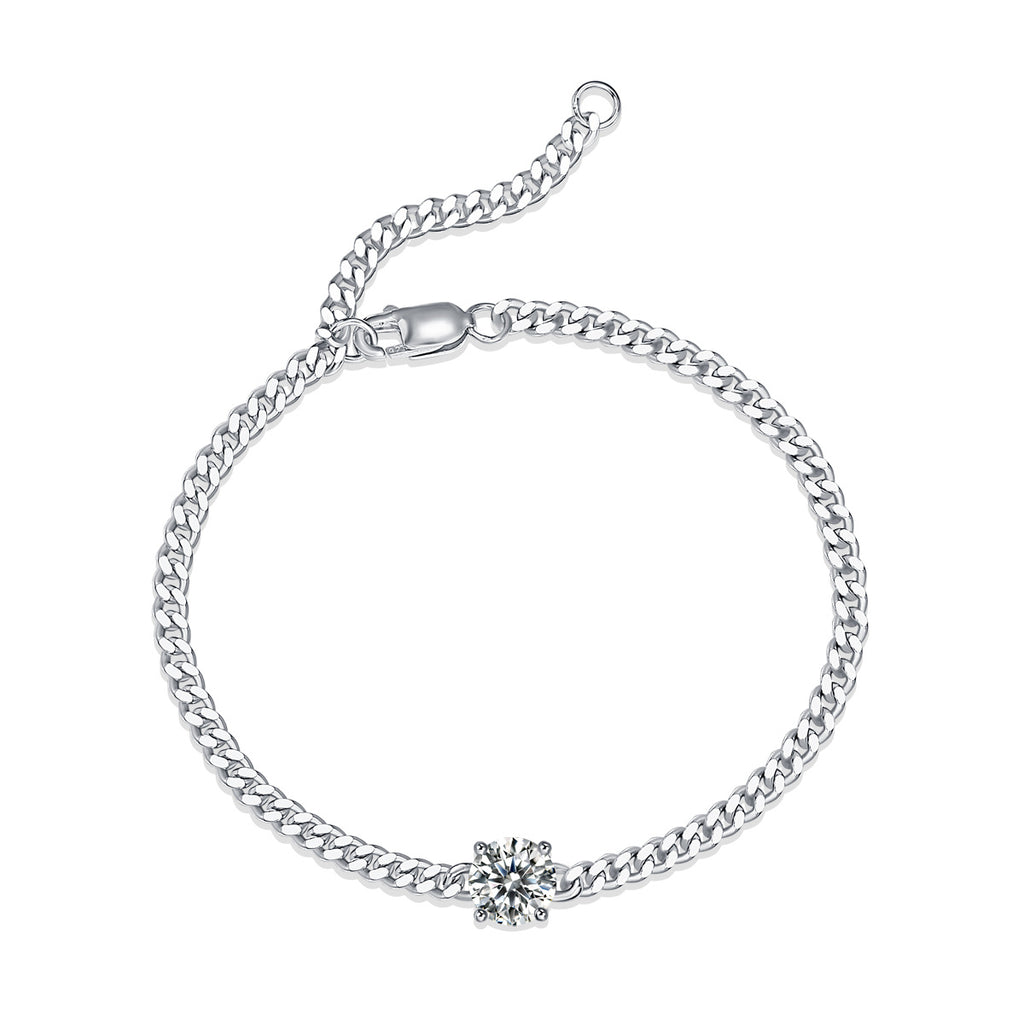 Luxury Moissanite Cuban Bracelet – Sterling Silver