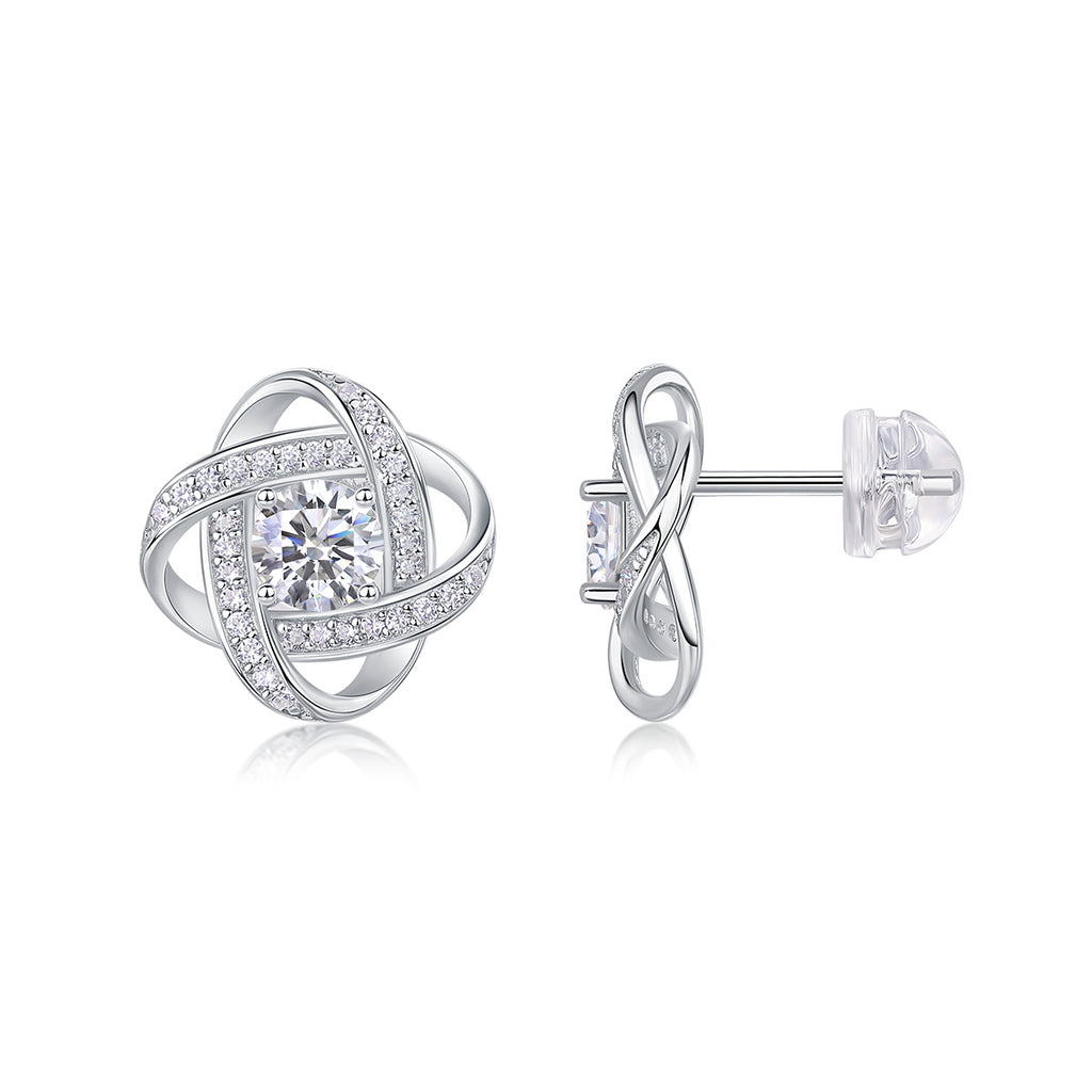 Interlinked sparkle Lustre & Co maisonette women’s earrings- 925 silver, platinum