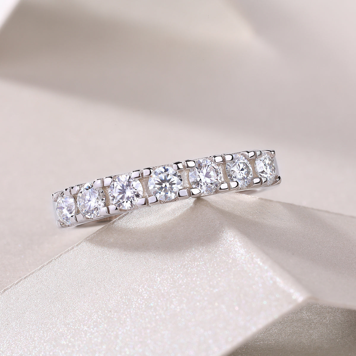 LUCKY 7- With half Moissan Diamond, S925 Sterling Silver And Platinum-plated Diamond