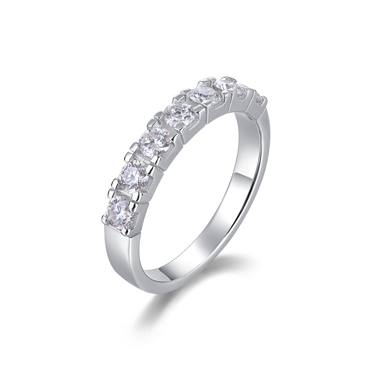 LUCKY 7- With half Moissan Diamond, S925 Sterling Silver And Platinum-plated Diamond