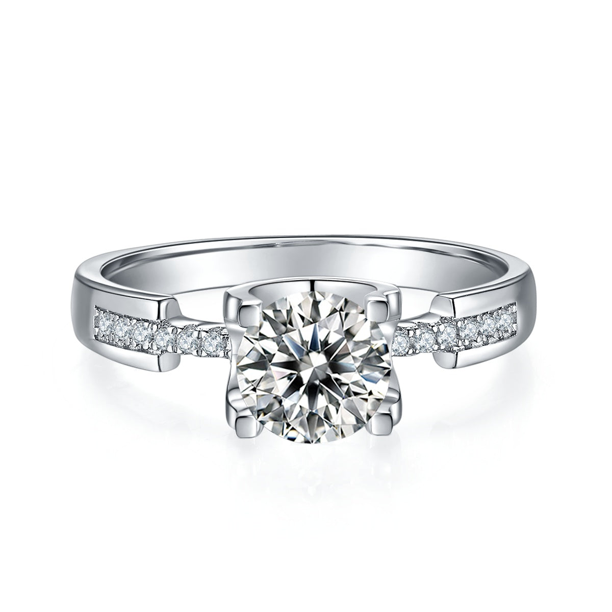 - A Wedding Ring Set With 1-carat Top-quality Moissanite S925 Silver And Platinum-plated Diamond. The Ring Can Be Inspected With A Diamond Pen