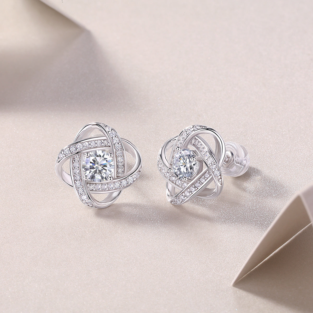 Interlinked sparkle Lustre & Co maisonette women’s earrings- 925 silver, platinum