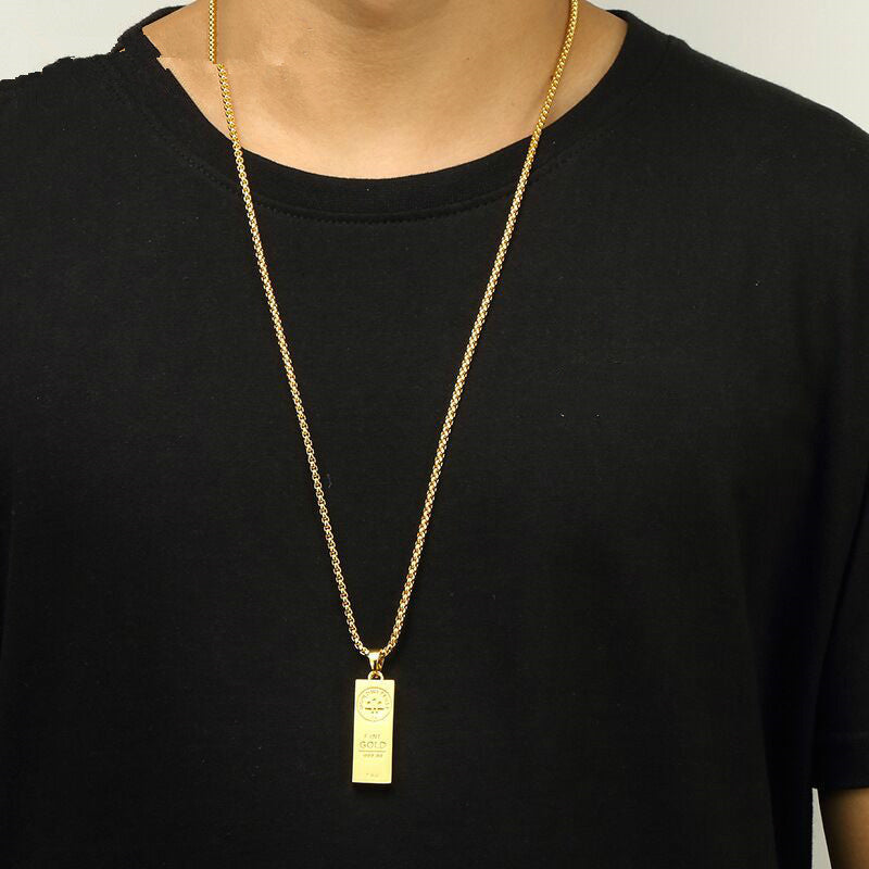 9ct gold filled gold bar pendant and chain