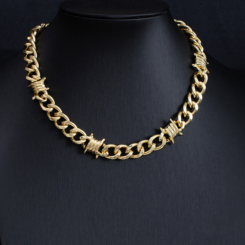 9ct filled/silver Cuban Link Chain Men Punk Knotted Bracelet/chain