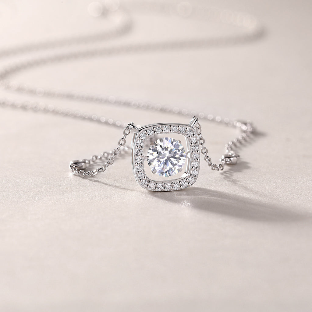 Luxury pillow 1-Carat Moissanite Pendant – S925 Silver & Platinum necklace