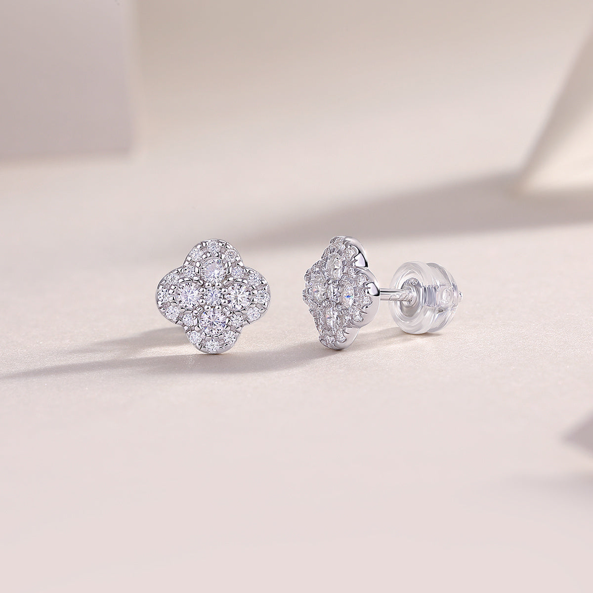 Ningxiang Moissanite Stud Earrings – S925 Sterling Silver & Platinum Plated