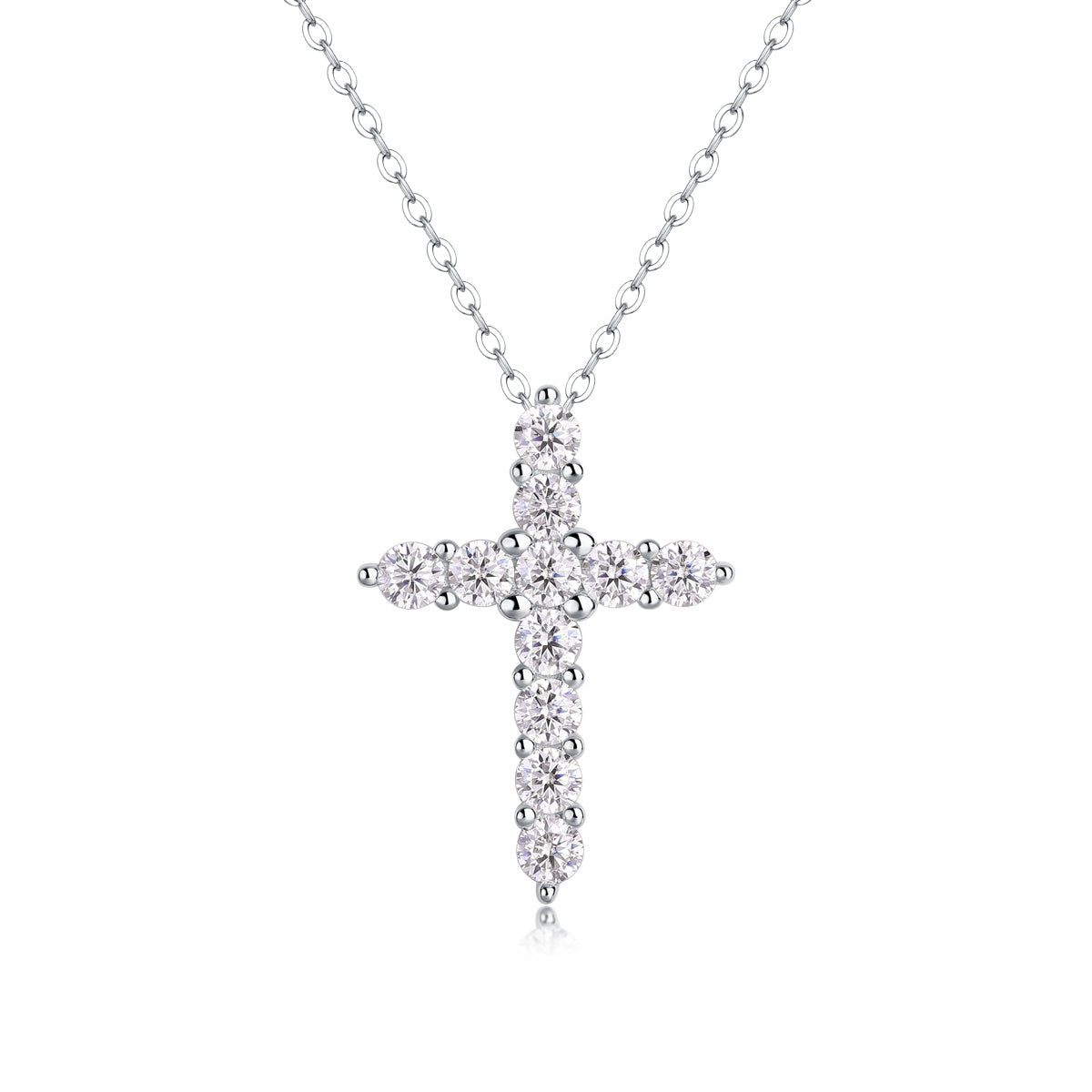 Faith Moissanite Cross Pendant – S925 Sterling Silver & Platinum Plated