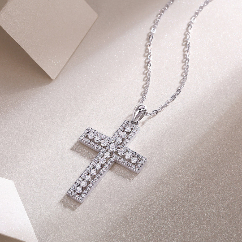 Shelter Luxury Fashion Diamond Pendant Necklace Set With Mosan Diamond Silver Ornaments