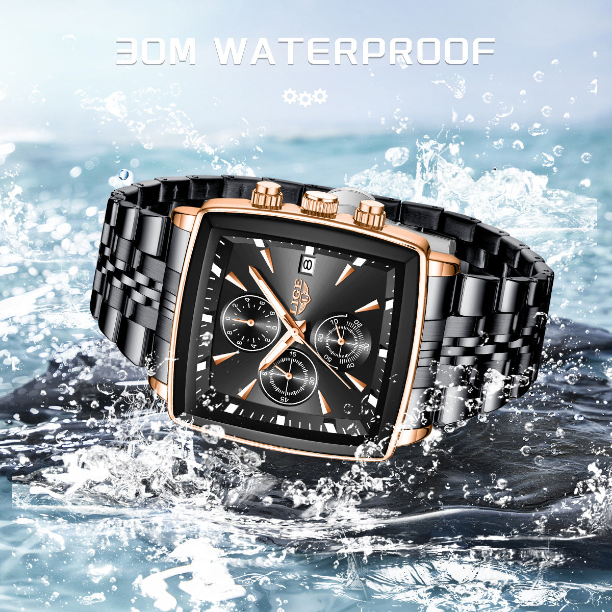 RIGE men’s watch square dial