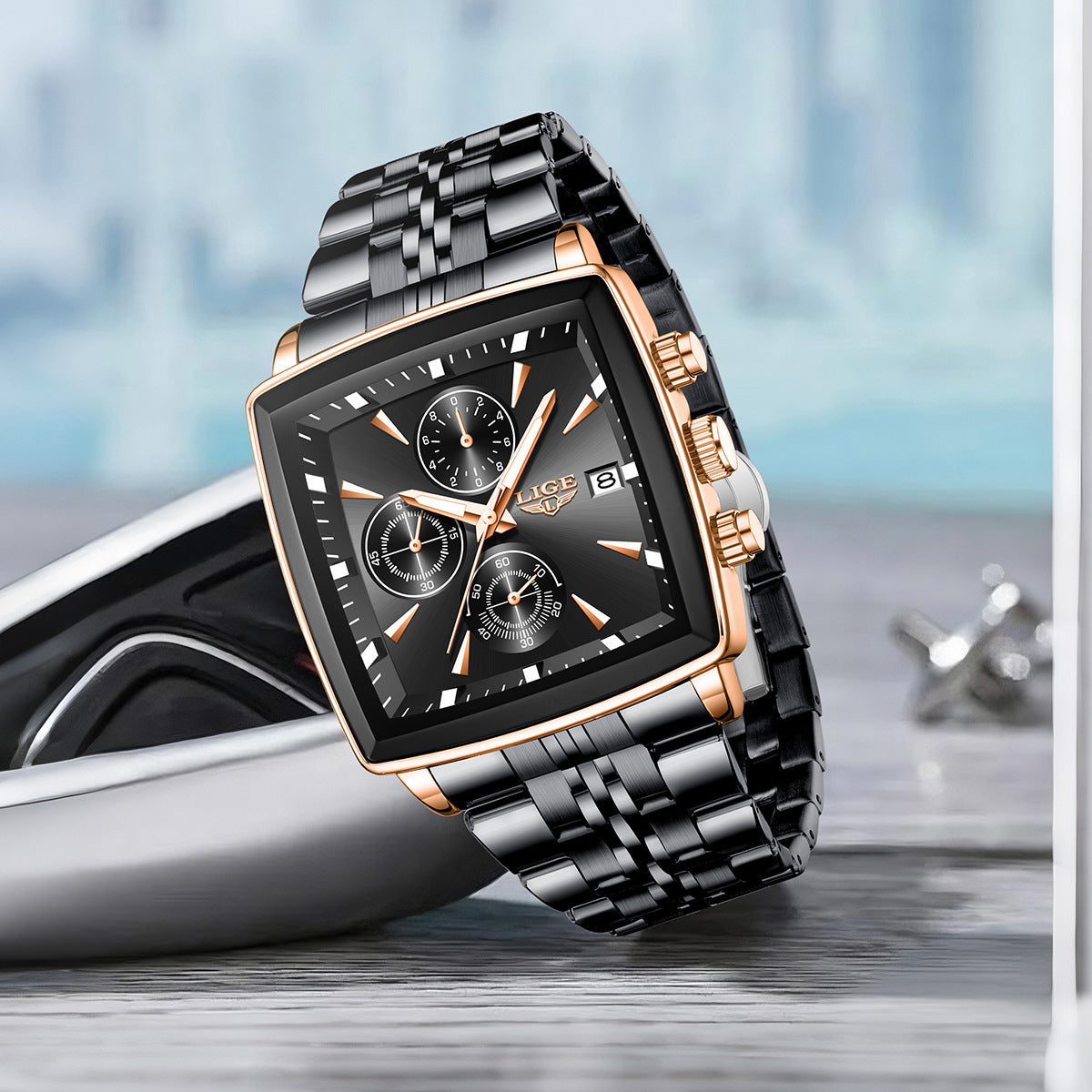 RIGE men’s watch square dial