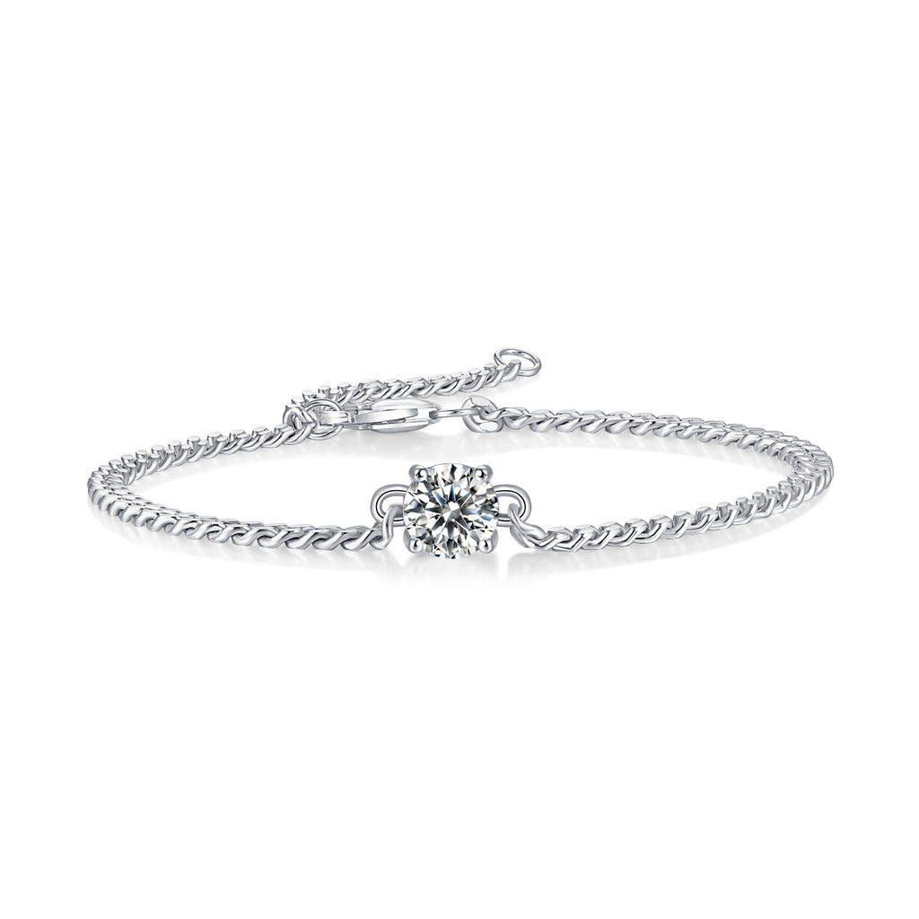 Luxury Moissanite Cuban Bracelet – Sterling Silver