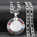 Color Crystal Necklace For Women Men Stainless Steel