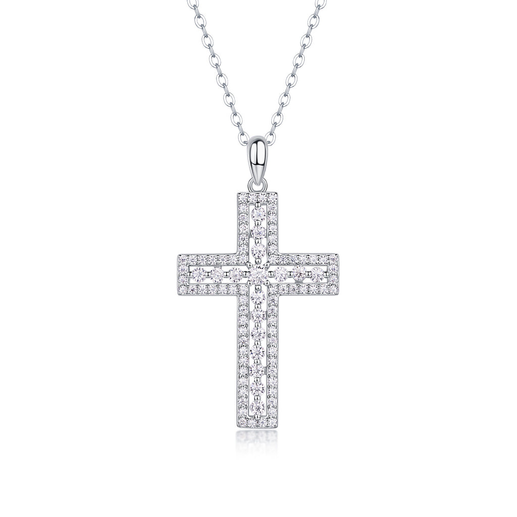 Shelter Luxury Fashion Diamond Pendant Necklace Set With Mosan Diamond Silver Ornaments
