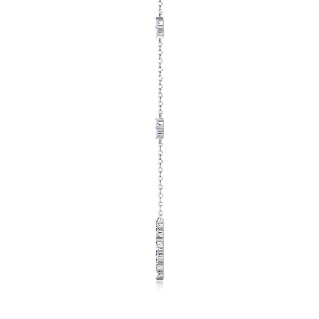 Iris Flower Luxurious Fashion Diamond Pendant Necklace Set With Mosan Diamond Silver Ornaments
