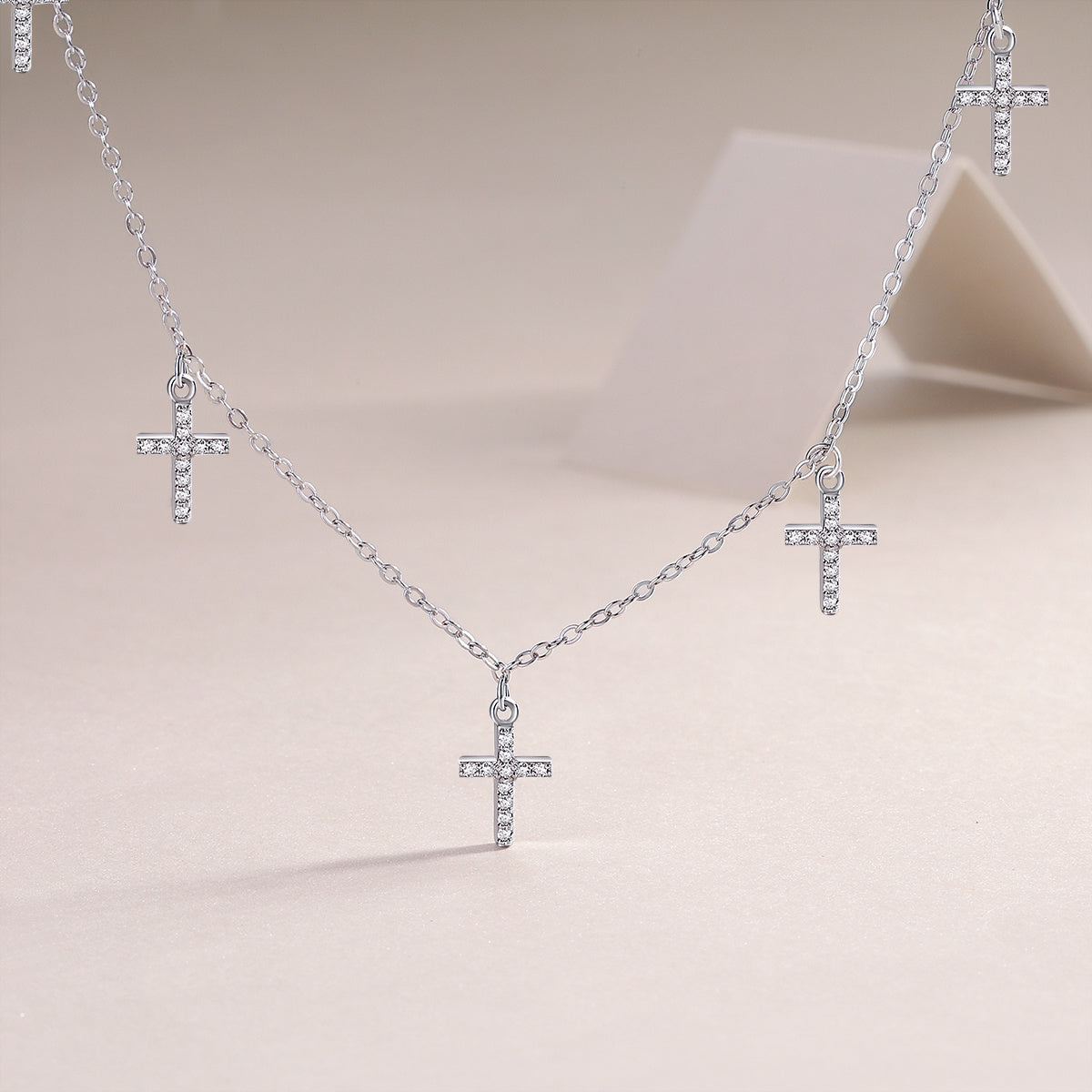 Holy Light Moissanite Cross Pendant – S925 Silver & Platinum