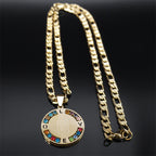 Color Crystal Necklace For Women Men Stainless Steel