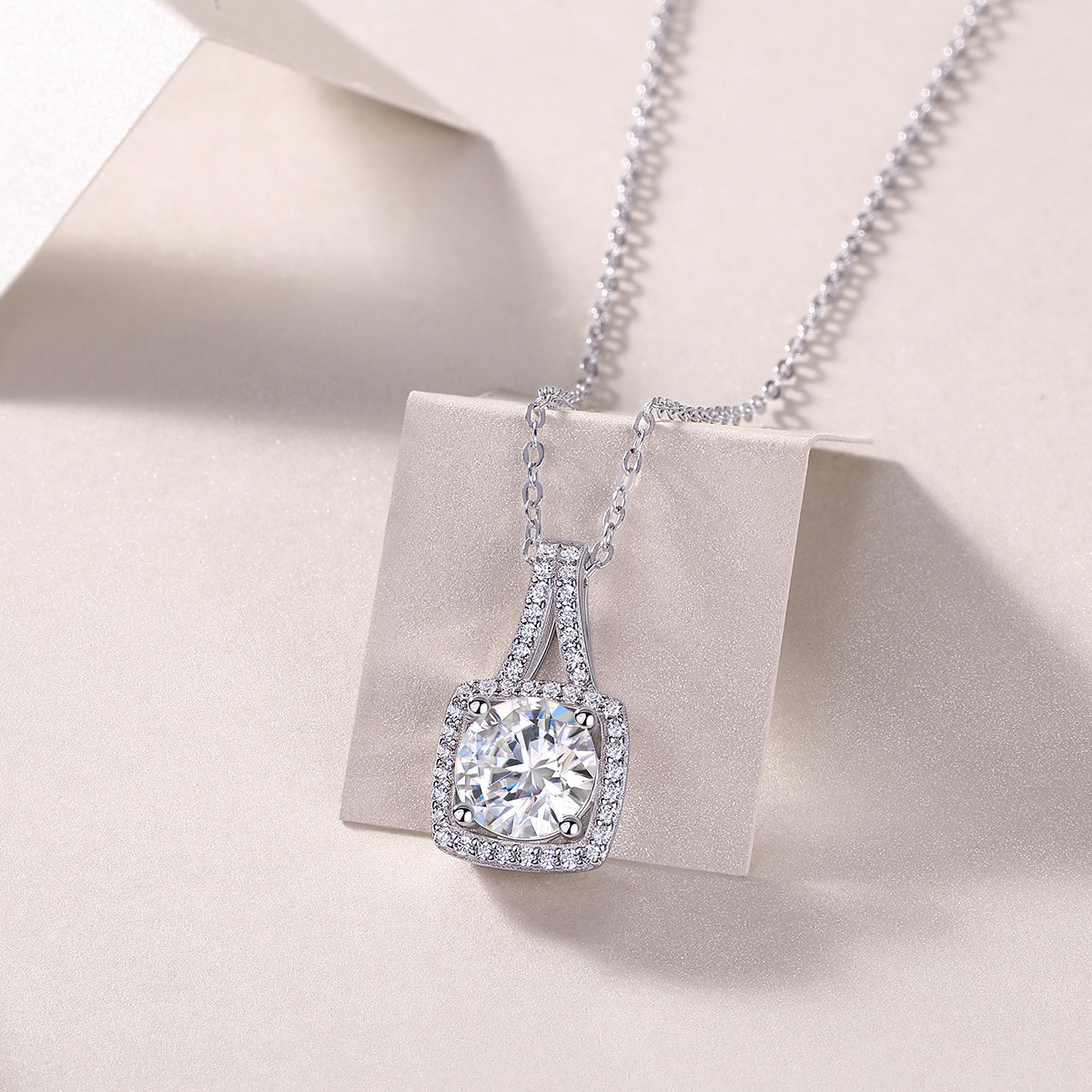 Square Moissanite Pendant – Sterling Silver Luxury necklace
