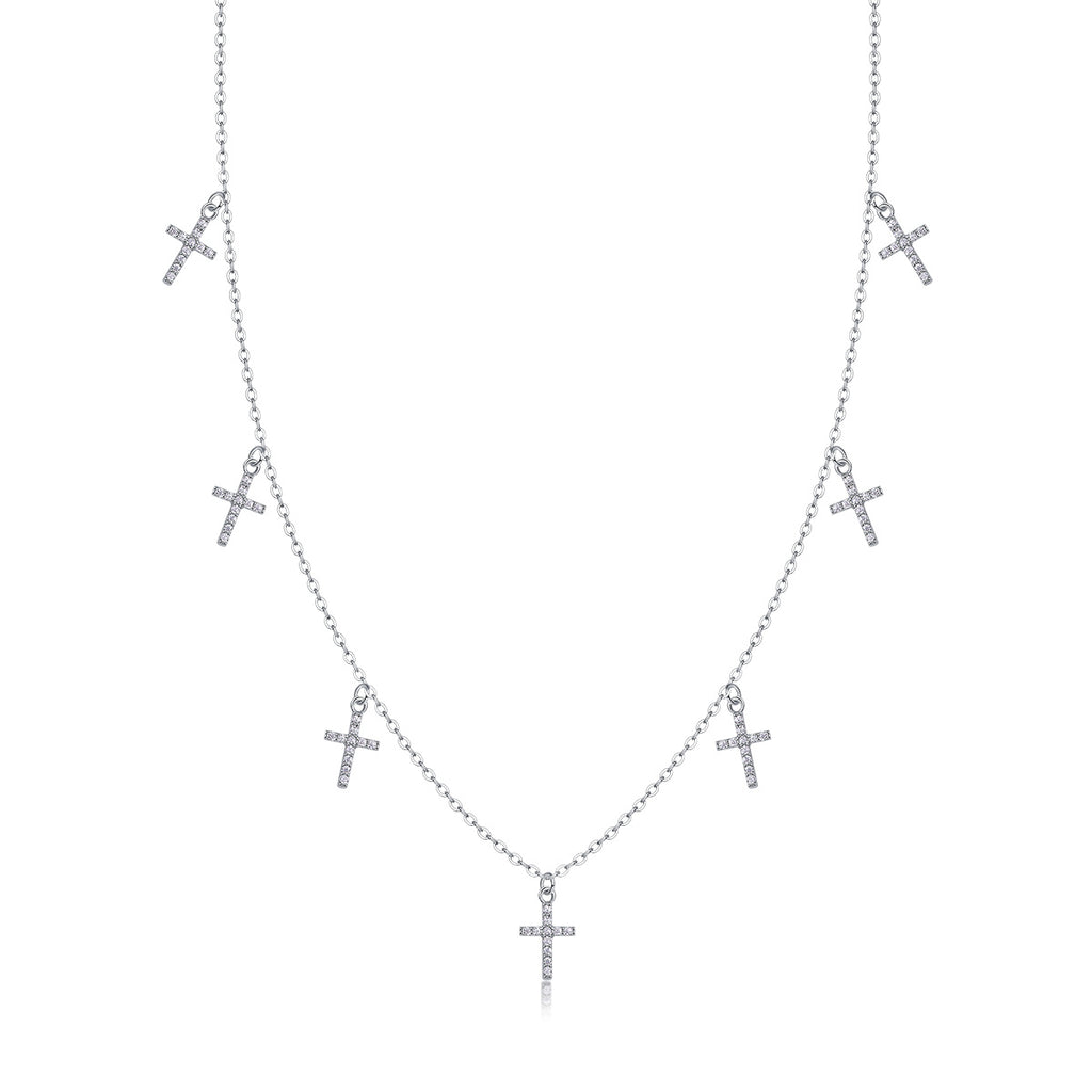 Holy Light Moissanite Cross Pendant – S925 Silver & Platinum