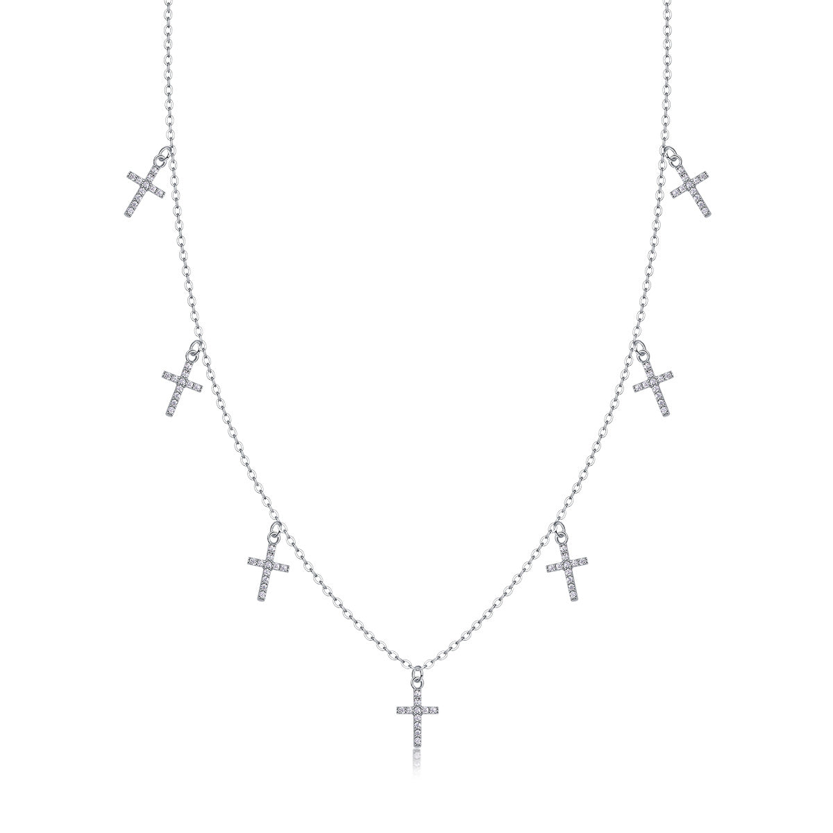 Holy Light Moissanite Cross Pendant – S925 Silver & Platinum
