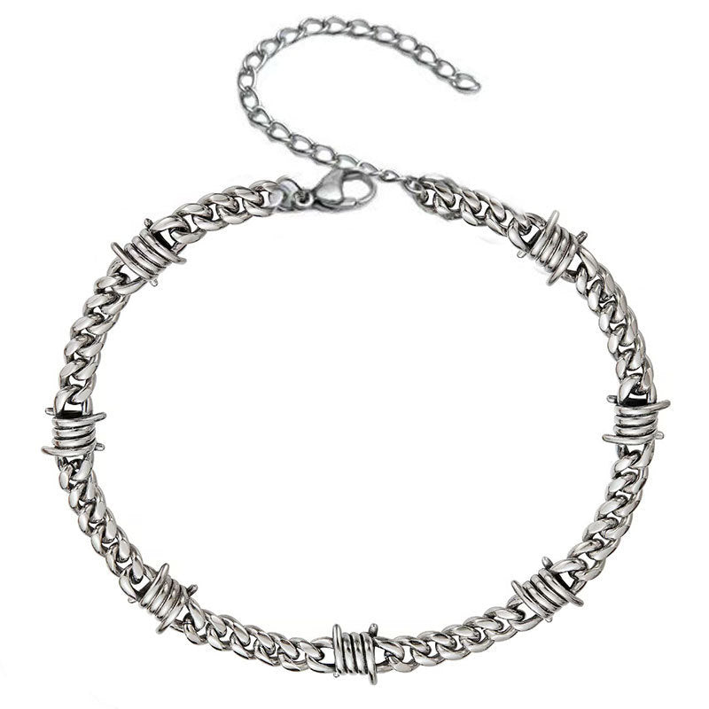 9ct filled/silver Cuban Link Chain Men Punk Knotted Bracelet/chain