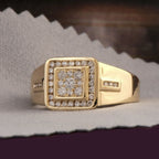 9ct gold coated men’s square cut ring