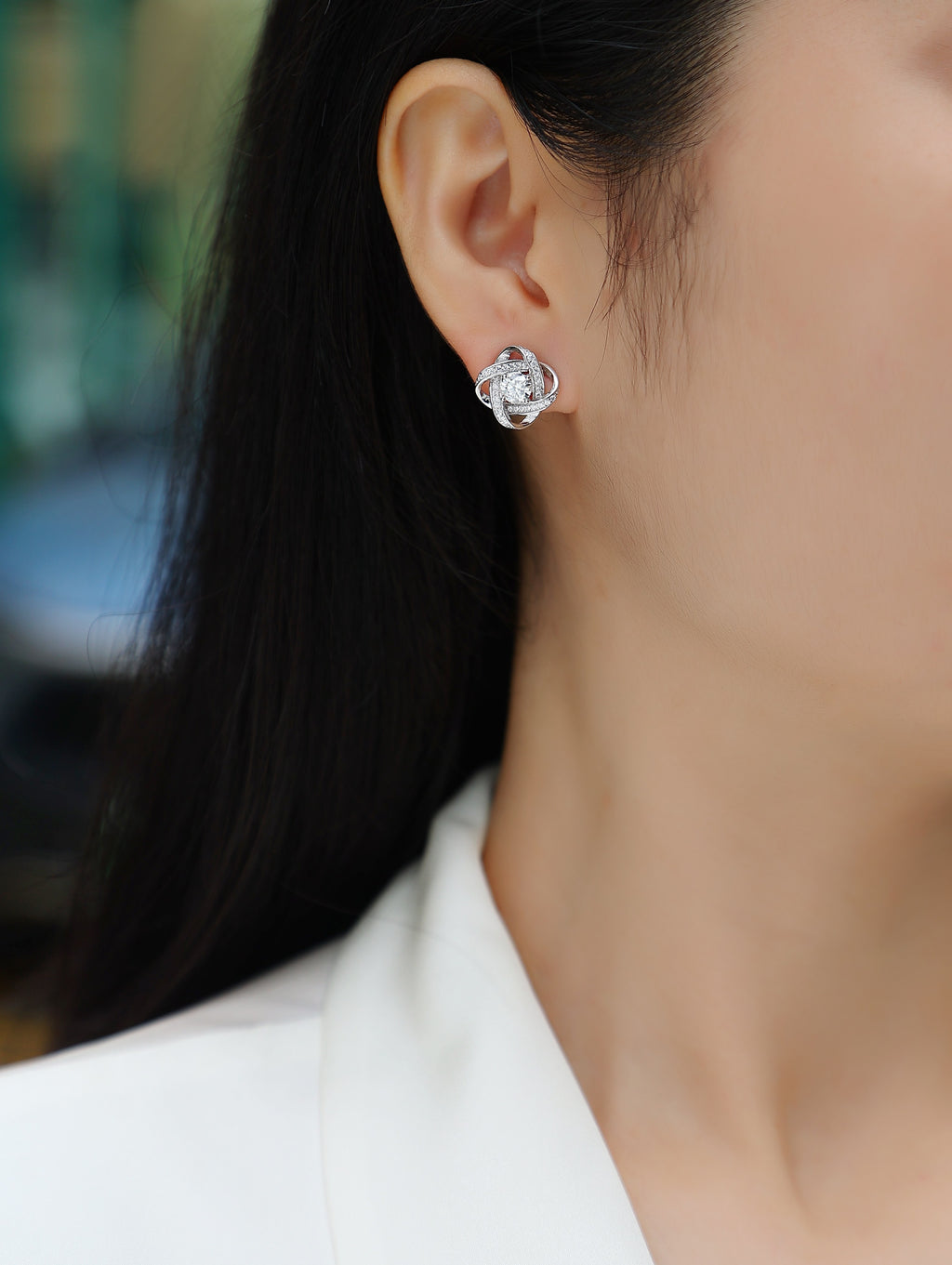 Interlinked sparkle Lustre & Co maisonette women’s earrings- 925 silver, platinum