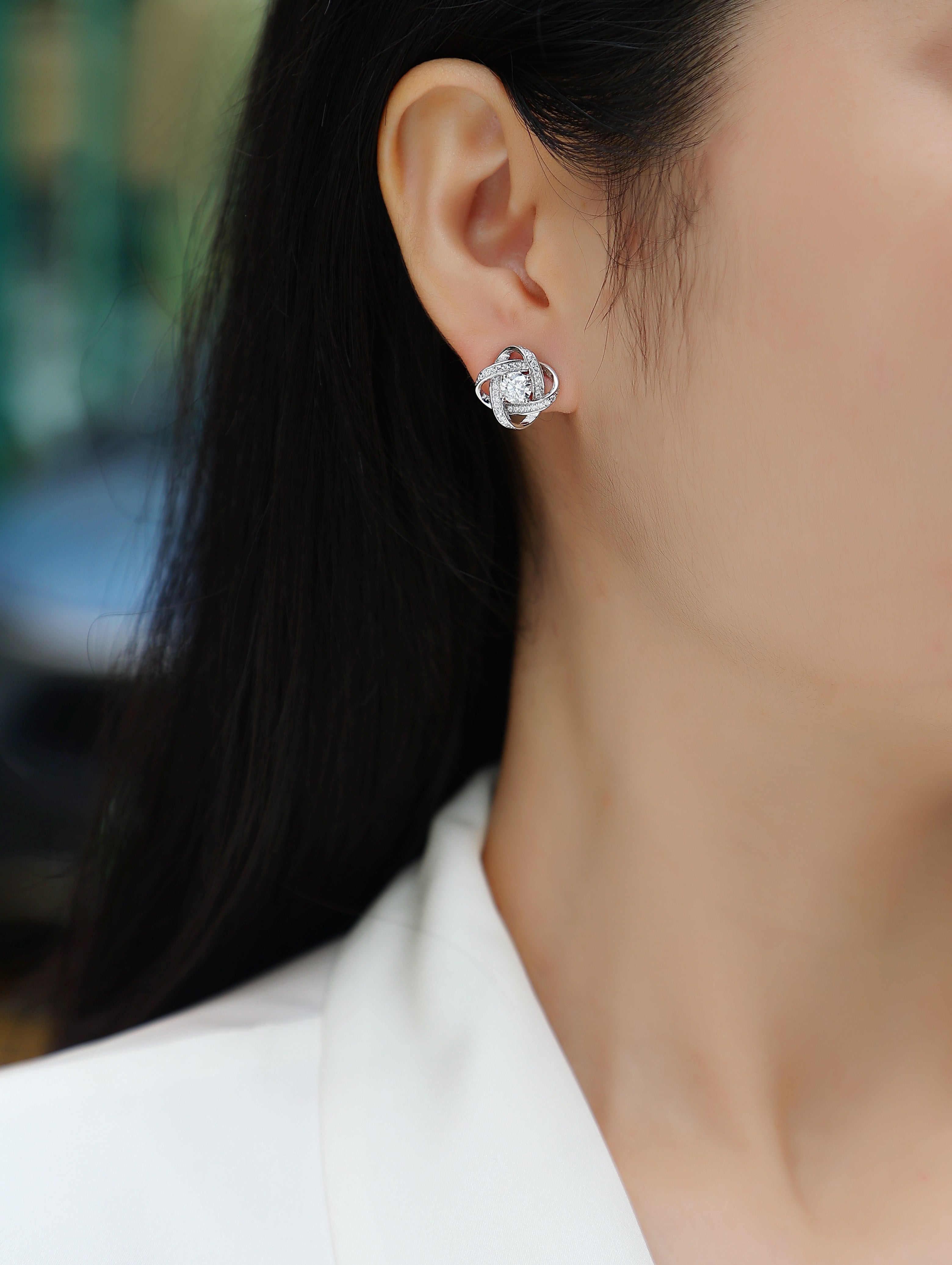 Interlinked sparkle Lustre & Co maisonette women’s earrings- 925 silver, platinum
