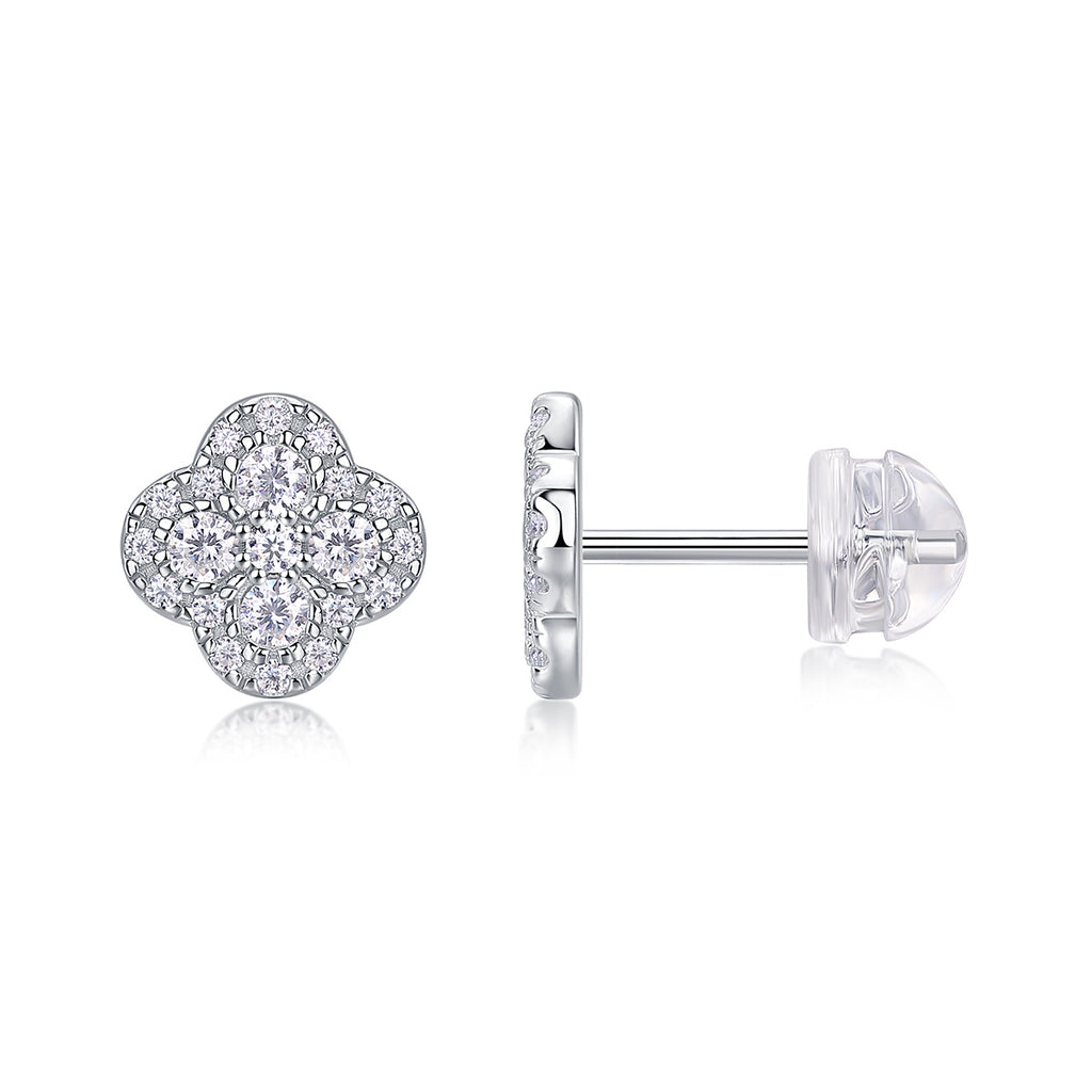 Ningxiang Moissanite Stud Earrings – S925 Sterling Silver & Platinum Plated
