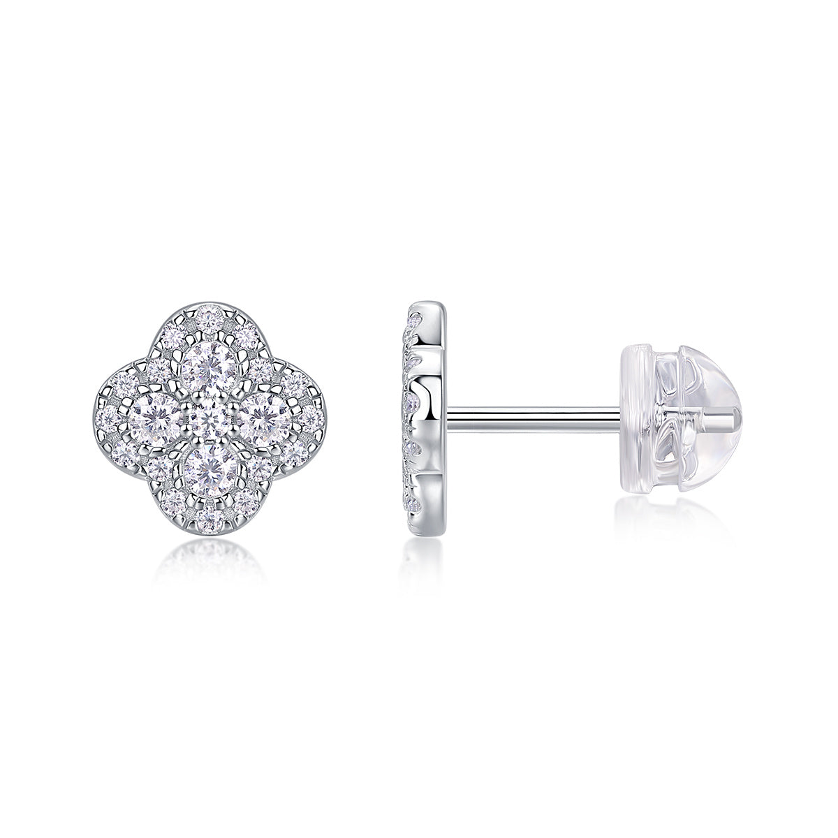 Ningxiang Moissanite Stud Earrings – S925 Sterling Silver & Platinum Plated