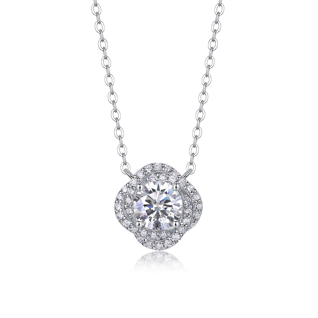 Lucky Flower Pendant-1 carat Moissanite S925 Sterling Silver And Platinum