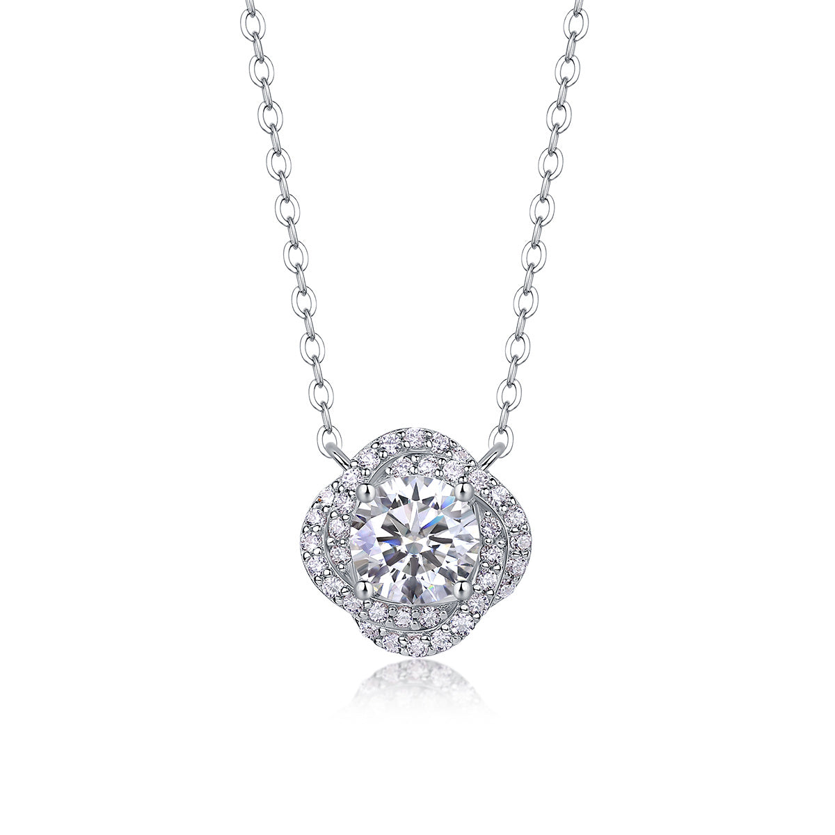 Lucky Flower Pendant-1 carat Moissanite S925 Sterling Silver And Platinum