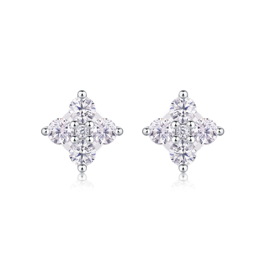 Sweetheart French Moissanite Stud Earrings – S925 Sterling Silver, Platinum Plated