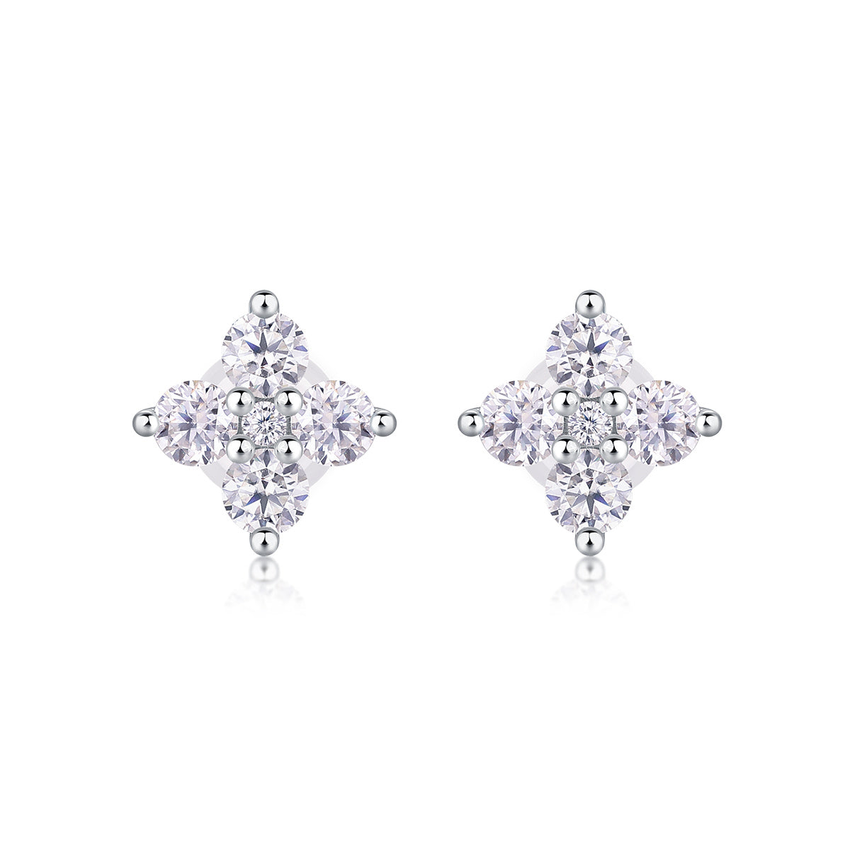 Sweetheart French Moissanite Stud Earrings – S925 Sterling Silver, Platinum Plated