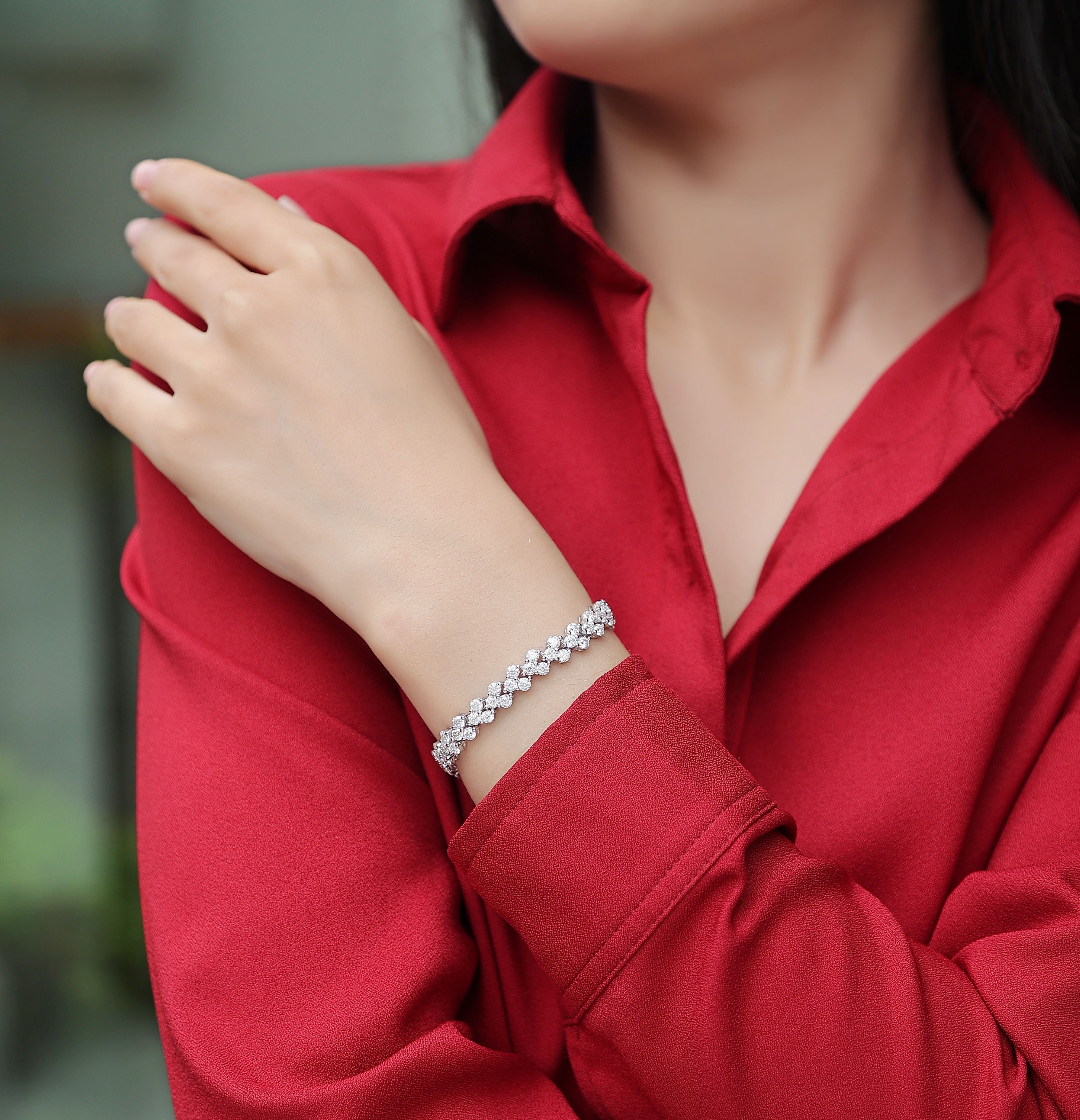 Kanong Luxury Mossan Diamond -  S925 Silver Bracelet